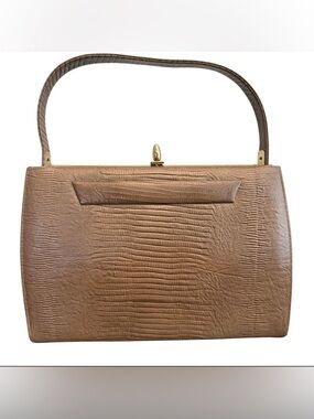 Vintage Berne of California Womens Lizzard Embossed Tan Handbag